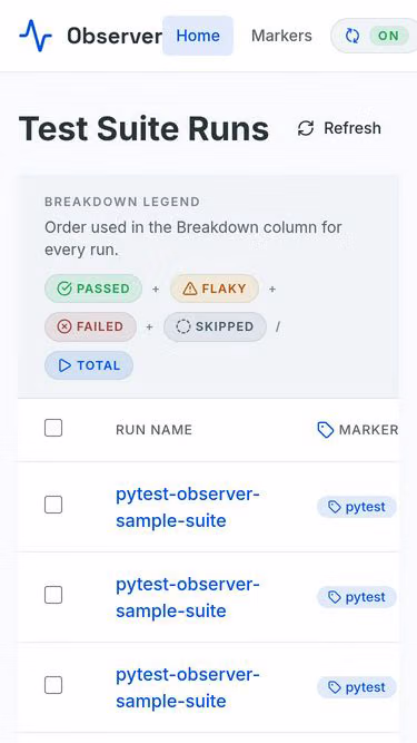 Screenshot of observer.rocks