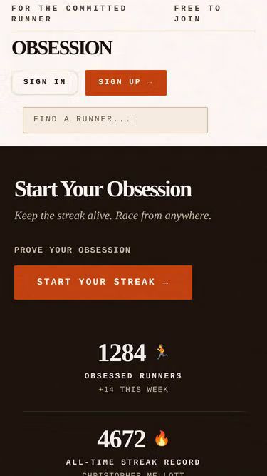 Screenshot of obsession.run