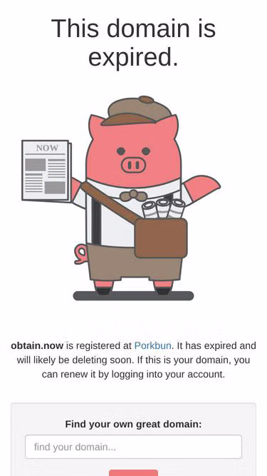 Screenshot of obtain.now