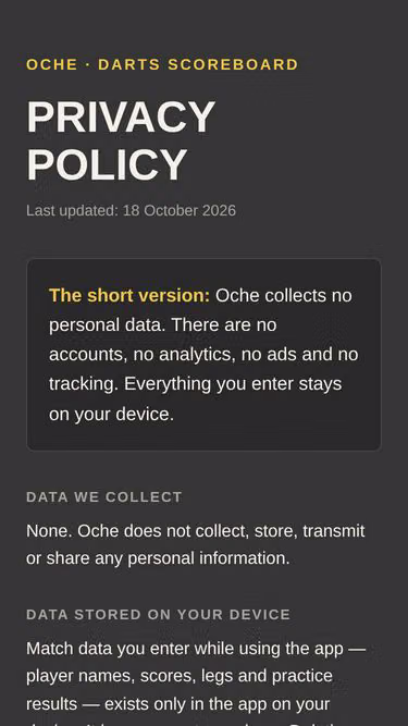 Screenshot of oche.party
