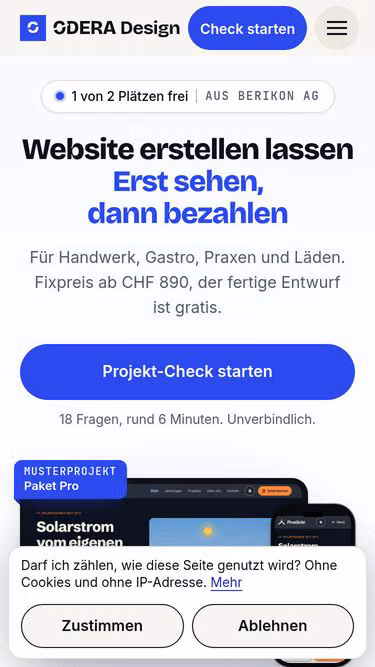 Screenshot of odera.ch