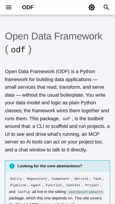 Screenshot of odf.sh