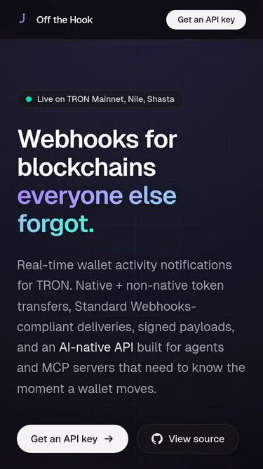 Screenshot of offthehook.dev
