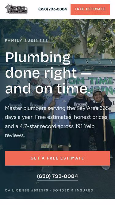 Screenshot of on-time.plumbing