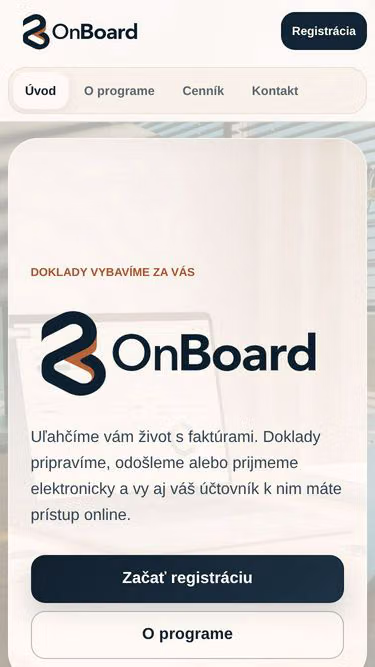 Screenshot of onboard.sk