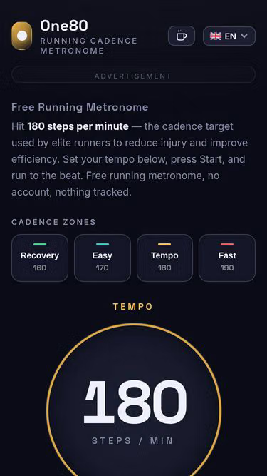 Screenshot of one80.run