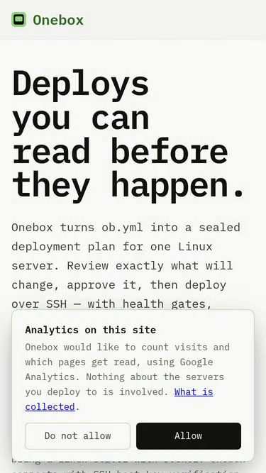 Screenshot of onebox.run