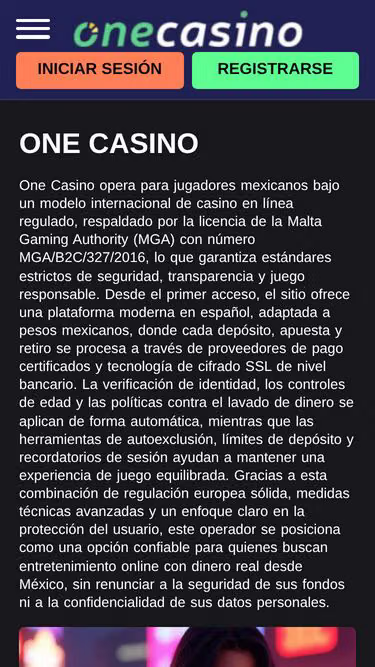 Screenshot of onecasino.com.mx