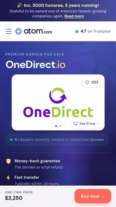 Screenshot of onedirect.io