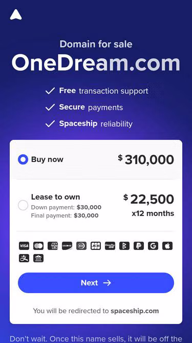 Screenshot of onedream.com