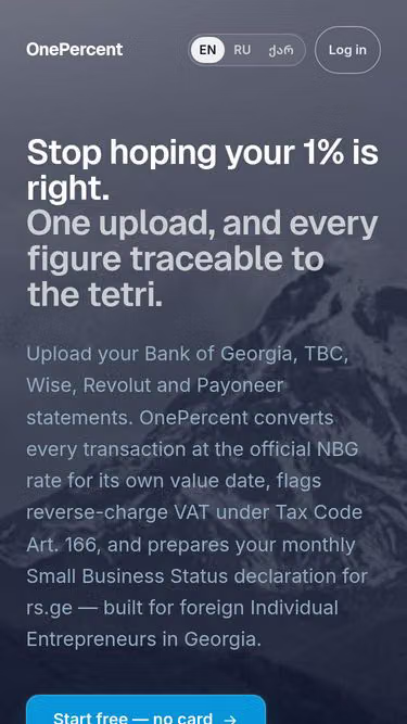 Screenshot of onepercent.ge