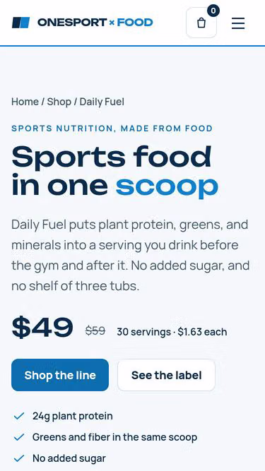 Screenshot of onesport.food