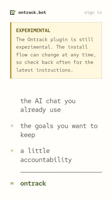 Screenshot of ontrack.bot