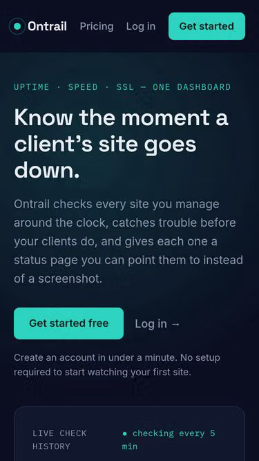 Screenshot of ontrail.dev