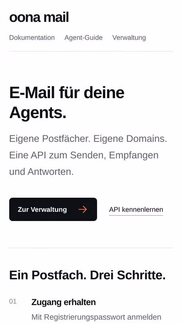 Screenshot of oona.email