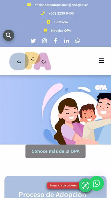Screenshot of opa.gob.sv