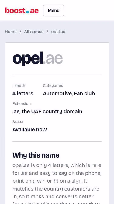 Screenshot of opel.ae