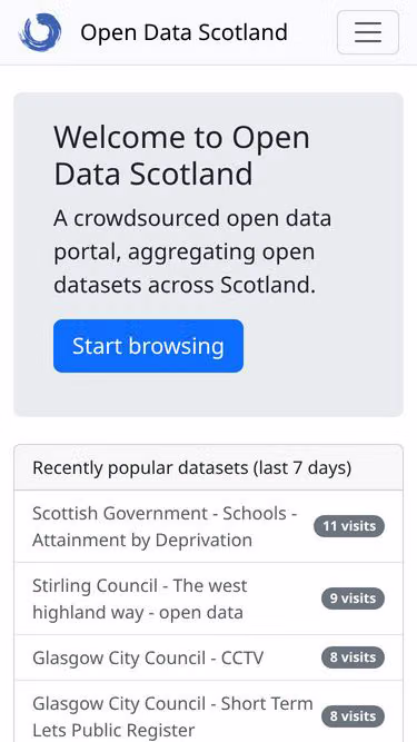Screenshot of opendata.scot