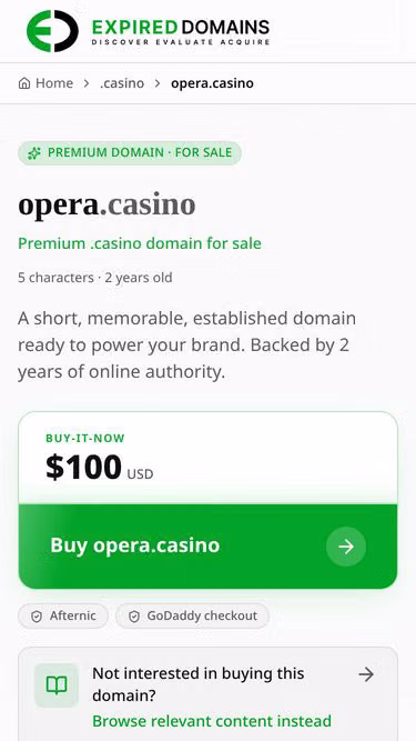 Screenshot of opera.casino