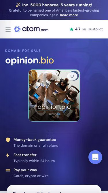 Screenshot of opinion.bio