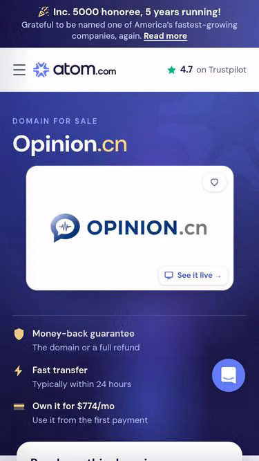 Screenshot of opinion.cn