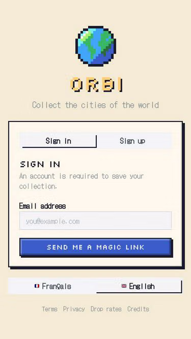 Screenshot of orbi.cards