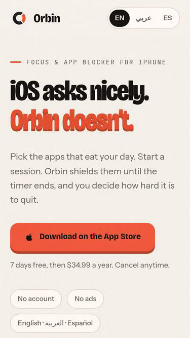 Screenshot of orbin.app