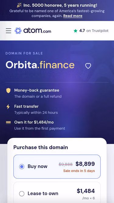Screenshot of orbita.finance