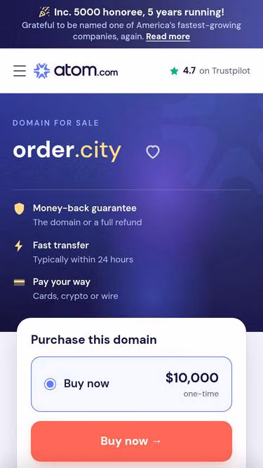 Screenshot of order.city