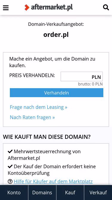 Screenshot of order.pl