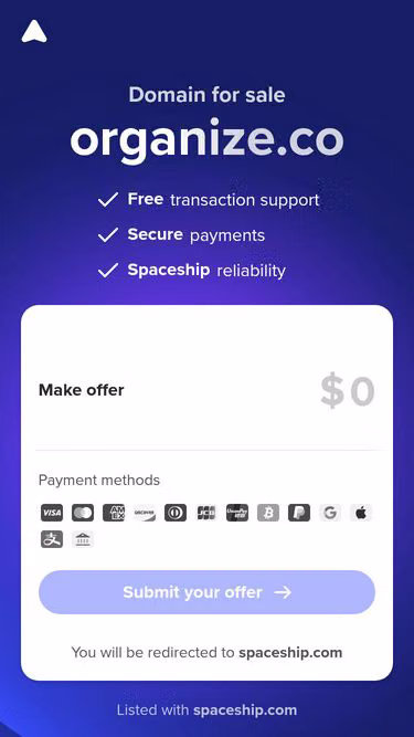 Screenshot of organize.co