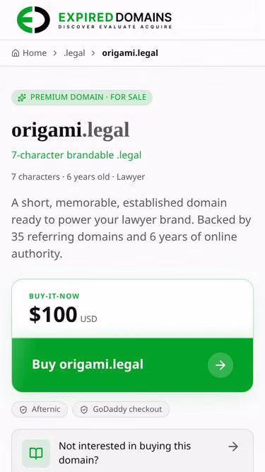 Screenshot of origami.legal