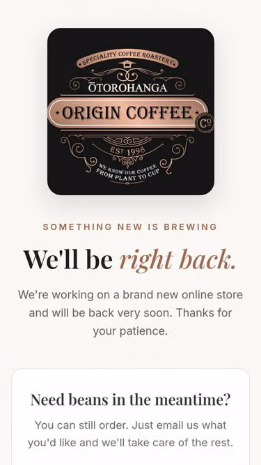 Screenshot of origincoffee.co.nz