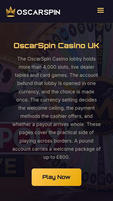 Screenshot of oscarspincasino.app