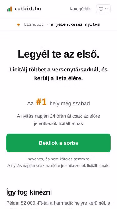 Screenshot of outbid.hu