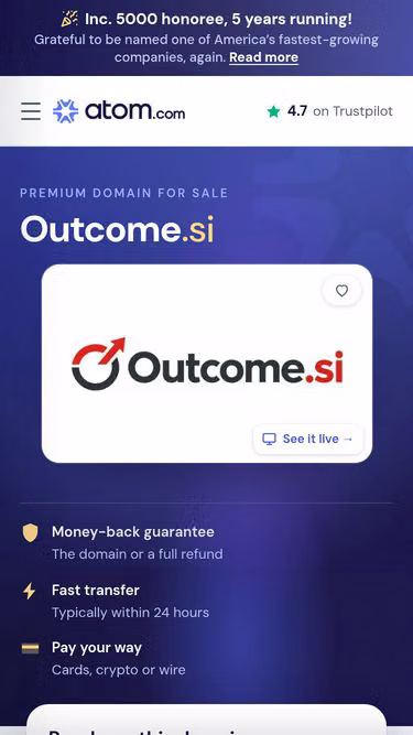 Screenshot of outcome.si