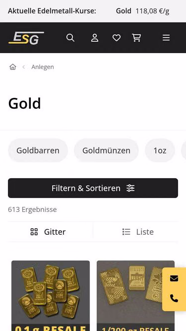 Screenshot of outlet.gold