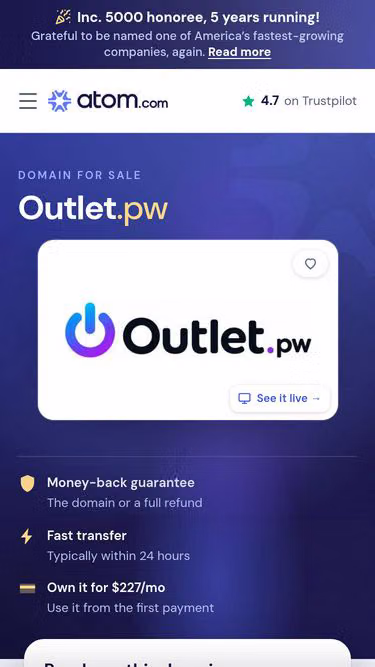 Screenshot of outlet.pw