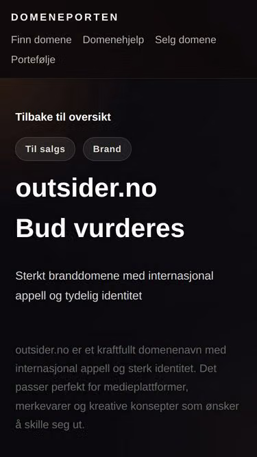 Screenshot of outsider.no