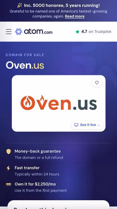 Screenshot of oven.us