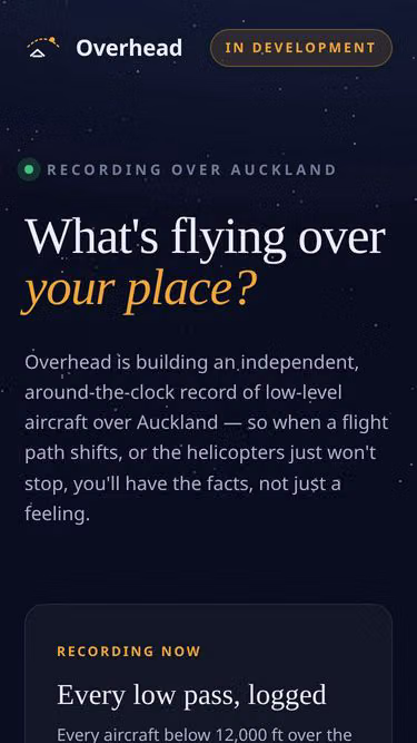 Screenshot of overhead.nz