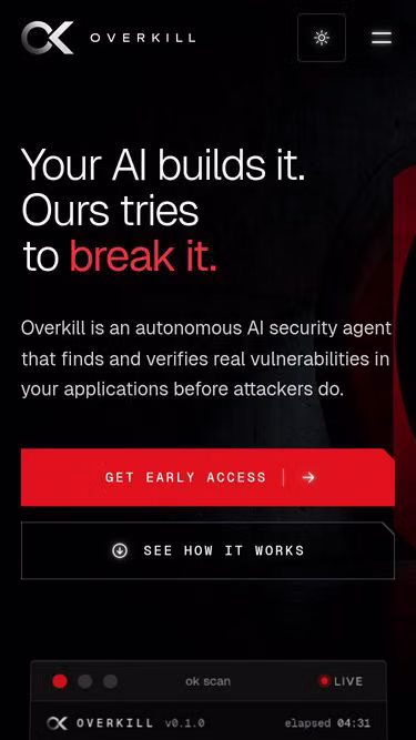 Screenshot of overkill.run