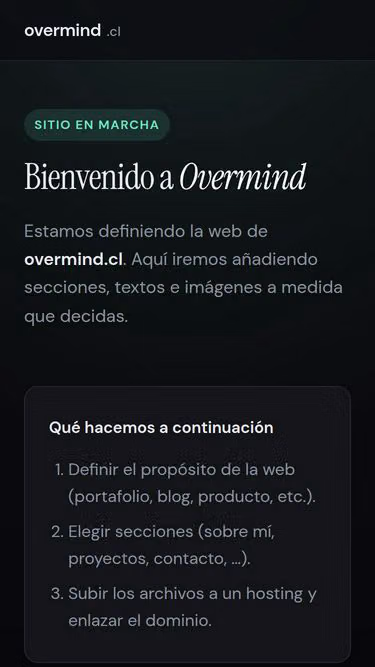 Screenshot of overmind.cl
