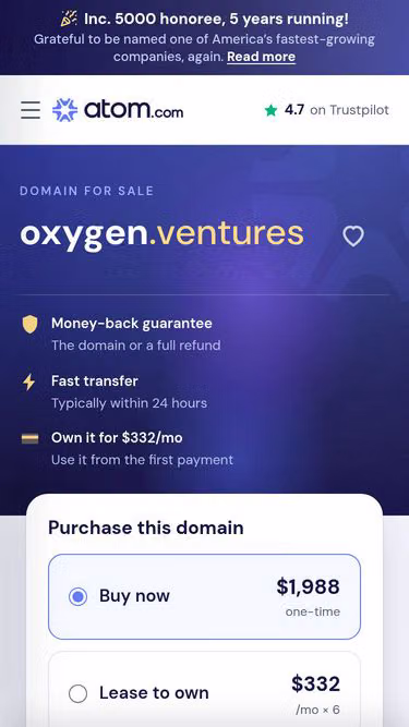 Screenshot of oxygen.ventures