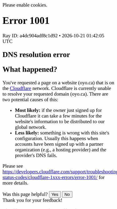 Screenshot of oyo.ca