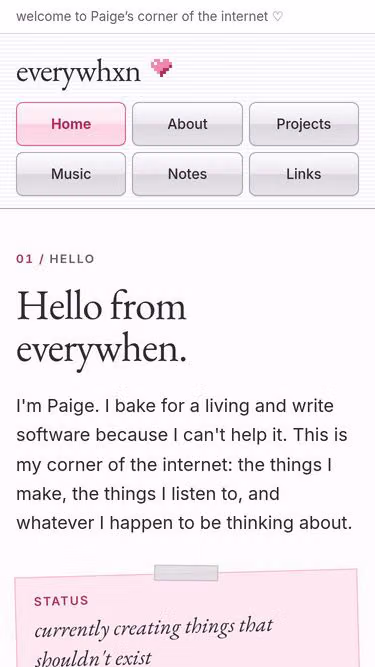 Screenshot of paige.fyi