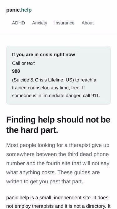 Screenshot of panic.help