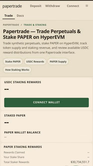 Screenshot of papertrade.markets