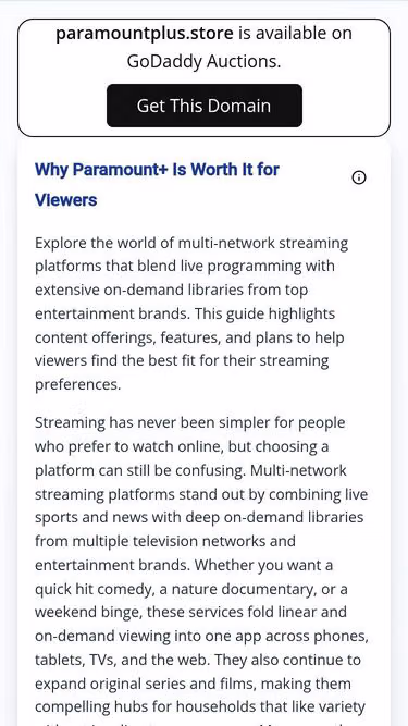 Screenshot of paramountplus.store
