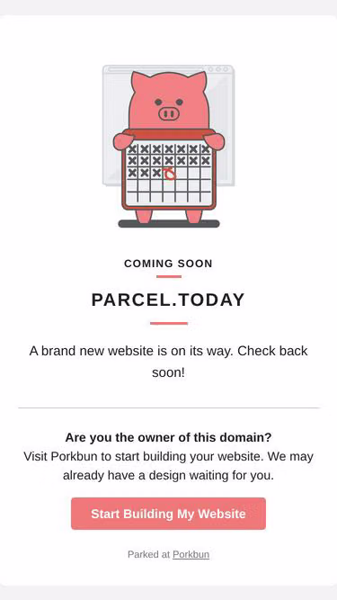 Screenshot of parcel.today